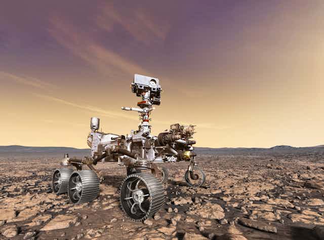 Illustration of Nasa's Perseverance rover on Mars