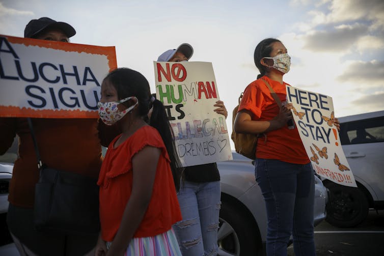 Demonstrators at a rally in support of Dreamers in San Diego, June 2020.