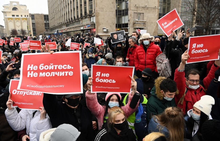 Manifestation dans le centre de Moscou, le 23 janvier 2021. 