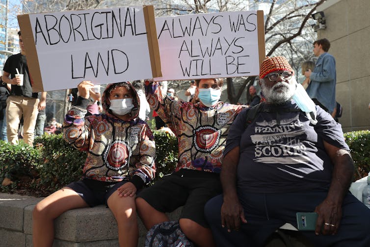 Protest against Rio Tinto after the Juukan Gorge explosion.