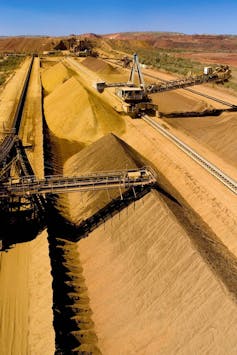 Iron ore piles at a Rio Tinto mine in the Pilbara.