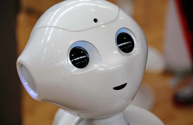 The smiling face of a robot.