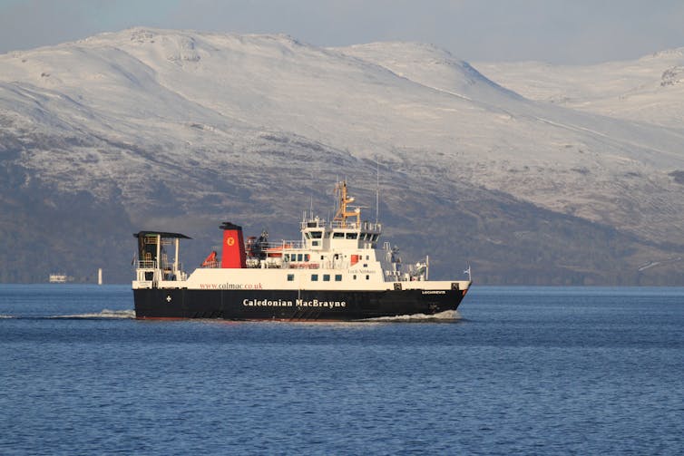 A Scottish Caledonian-MacBrayne ferry on its way from Skye to Mallaig.