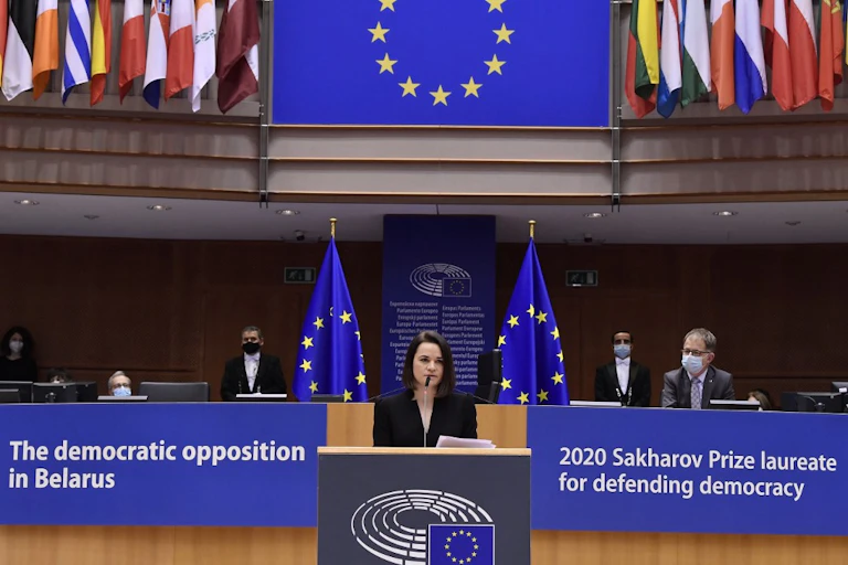 Svetlana Tikhanovskaïa au Parlement européen à Bruxelles
