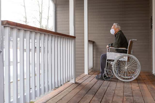 A nursing home resident in a wheelchair.