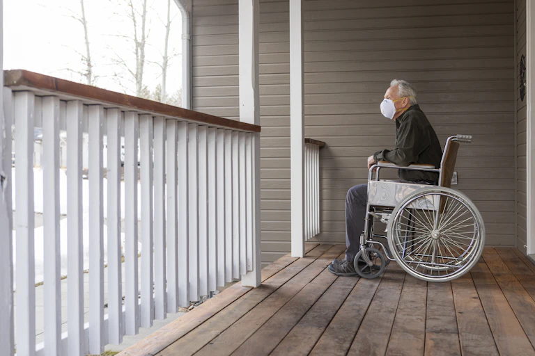 A nursing home resident in a wheelchair.
