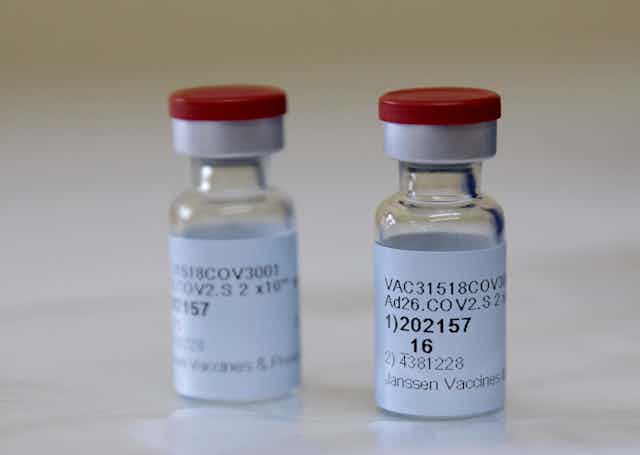 Two vials of the Jonson & Johnson vaccine. 