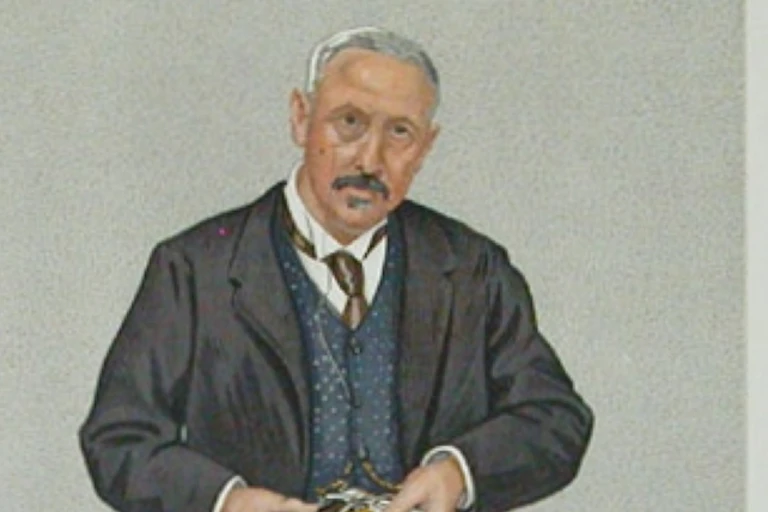 Illustration of a well-dressed Victorian Englishman carrying a bomb device.