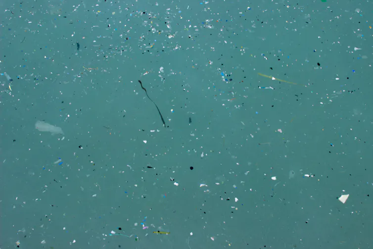 Seawater filled with tiny plastic particles and fibres.