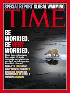 Cover of Time magazine with struggling polar bear