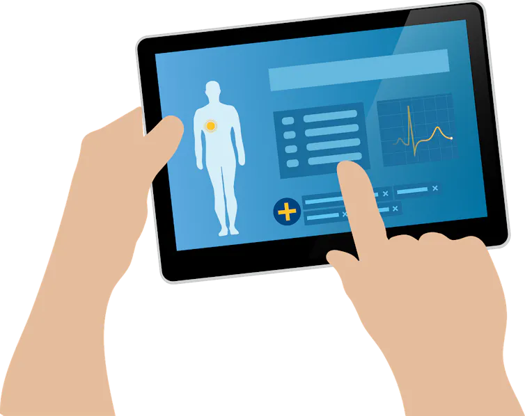 Illustration of a tablet showing patient information