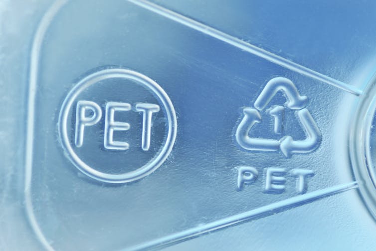 Symbols on PET plastic item