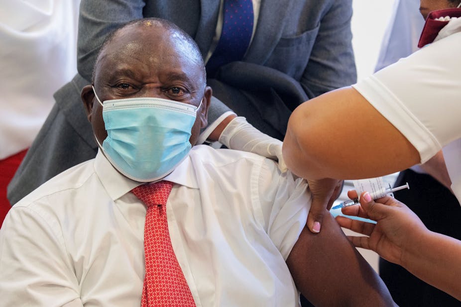 South African President Cyril Ramaphosa gets his COVID-19 Vaccine jab.