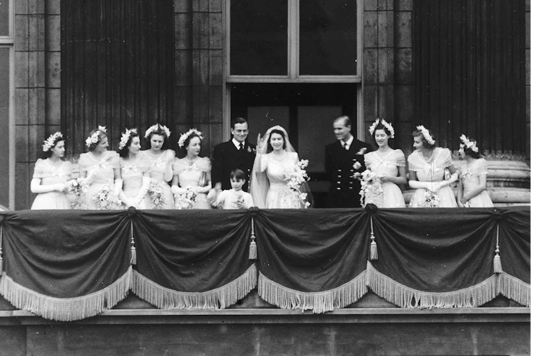 The marriage of Princess Elizabeth of Great Britain and Philip Mountbatten, prince of Greece and Denmark in November 1947.