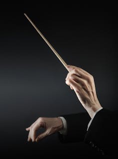 Female conductor waves wand