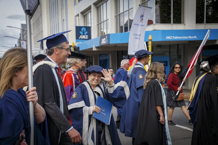 Massey University Vice-Chancellor Jan Thomas in a graduation procession
