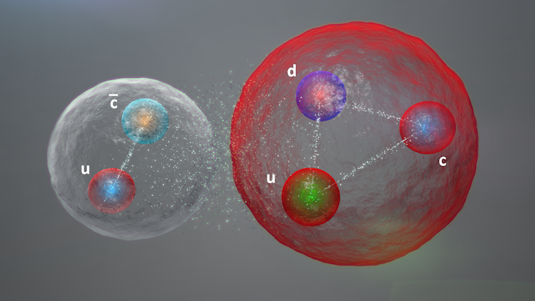 Illustration of a pentaquark bound like a molecule.