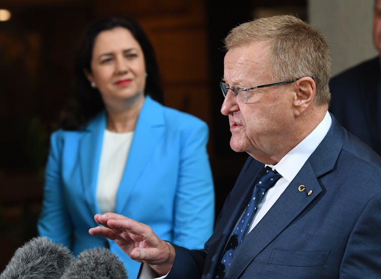 Queensland Premier Annastacia Palaszczuk and AOC President John Coates.