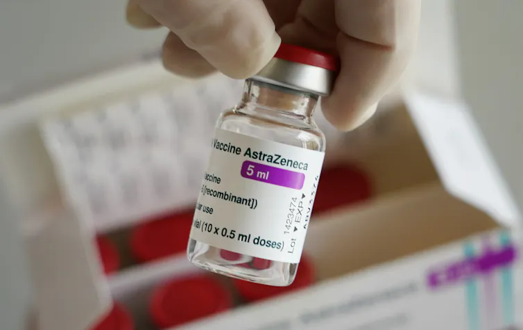 A vial of the Oxford/AstraZeneca vaccine