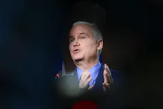 Erin O'Toole speaks at a news conference.