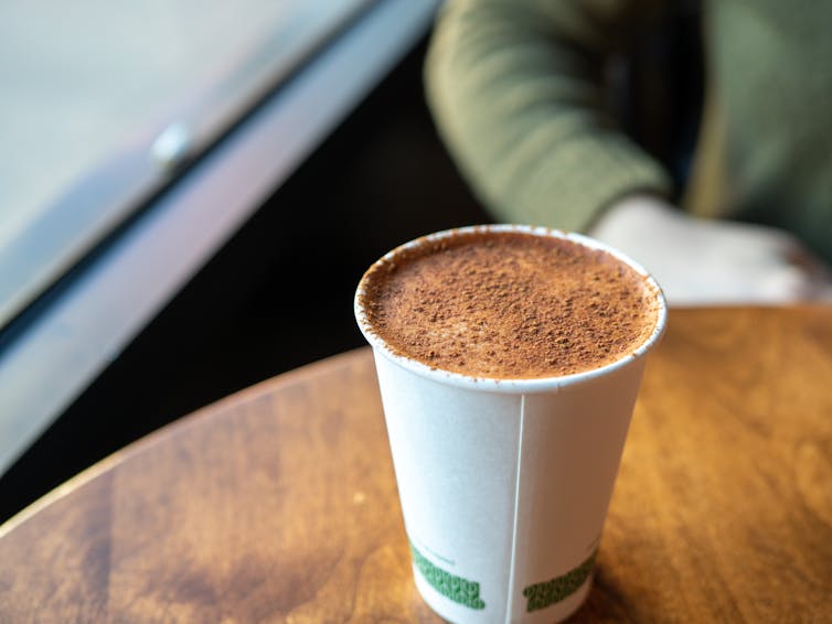 Compostable cup of coffee