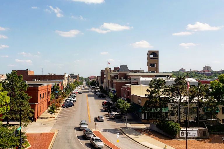 The downtown of a city