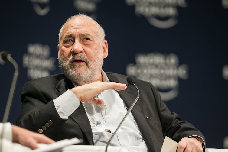 Joseph E. Stiglitz, professor at Columbia University and winner of the 2001 Nobel Prize for economics, speaks at a World Economic Forum even in 2015.