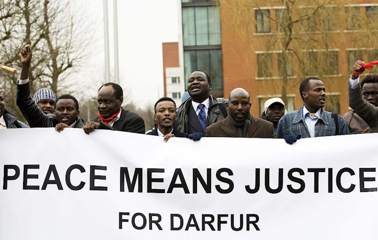 Manifestation de personnes originaires du Darfour à La Haye