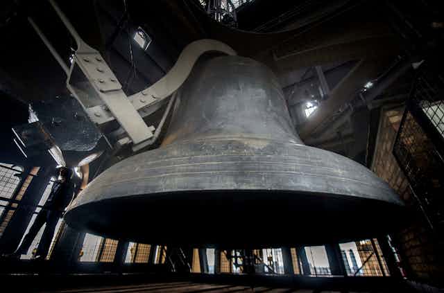 Big Ben's large, gray bell.