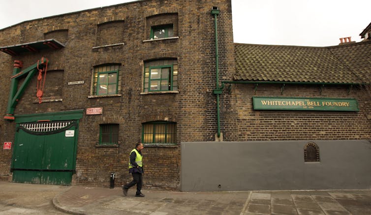 The outside of the brick building that houses the Whitechapel Bell Foundry.