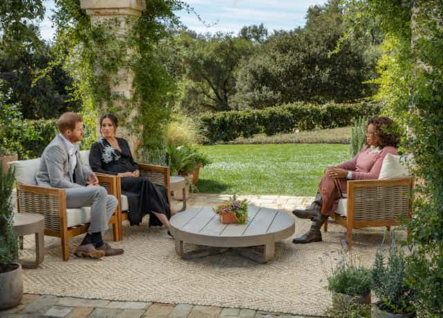 Le prince Harry et Meghan Markle lors de leur entretien avec la journaliste américaine Oprah Winfre