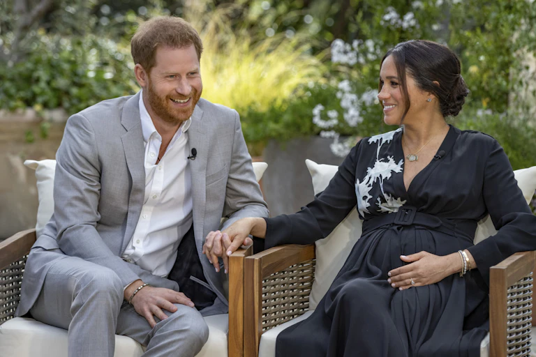 Still of Harry and Meghan's Oprah interview.
