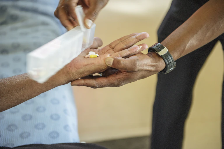 a patient taking medication