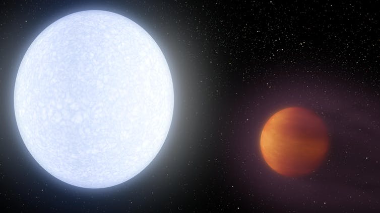 Artist''s impression of Kelt b orbiting its parent star.