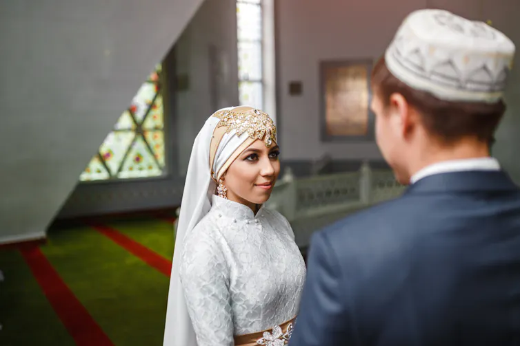 Muslim nikah Wedding of a couple in the mosque