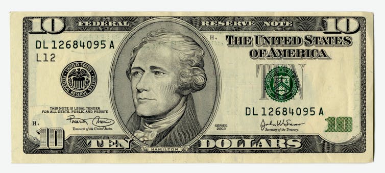 A U.S. $10 bill