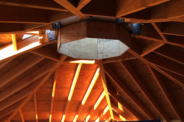 Ceiling under construction in octagonal home