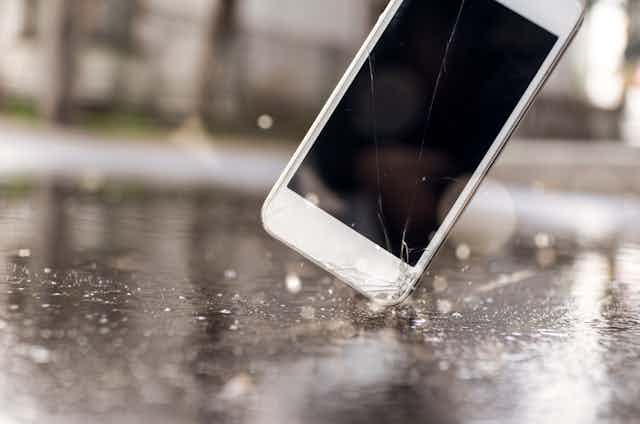 Smartphone falling on ground