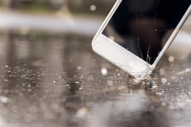 Smartphone falling on ground