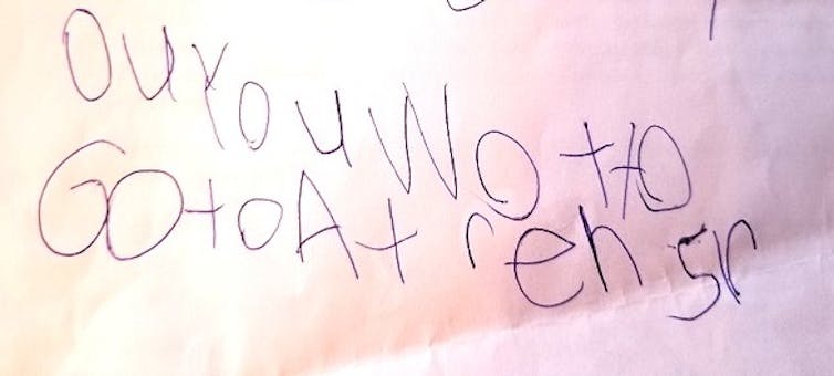 Five year old's way of writing: Do you want to go on a treasure hunt?