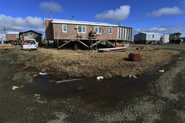 A storm-battered coastal home