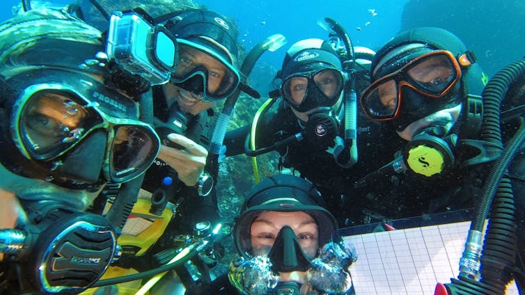 An underwater SCUBA selfie