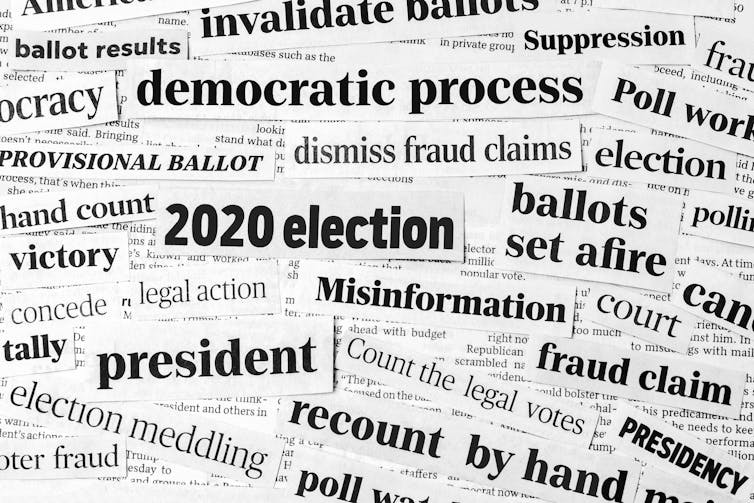 Headlines about fraud claims in the 2020 election
