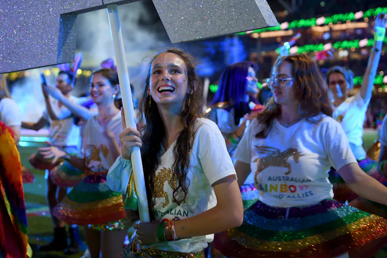 Participants at the 43rd annual Gay and Lesbian Mardi Gras parade.