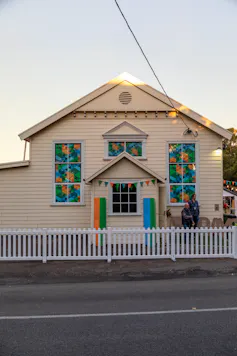 A joyously decorated hall.