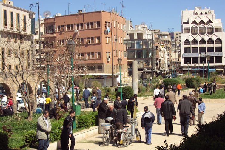 The  busy city centre of Homs before the fighting began.