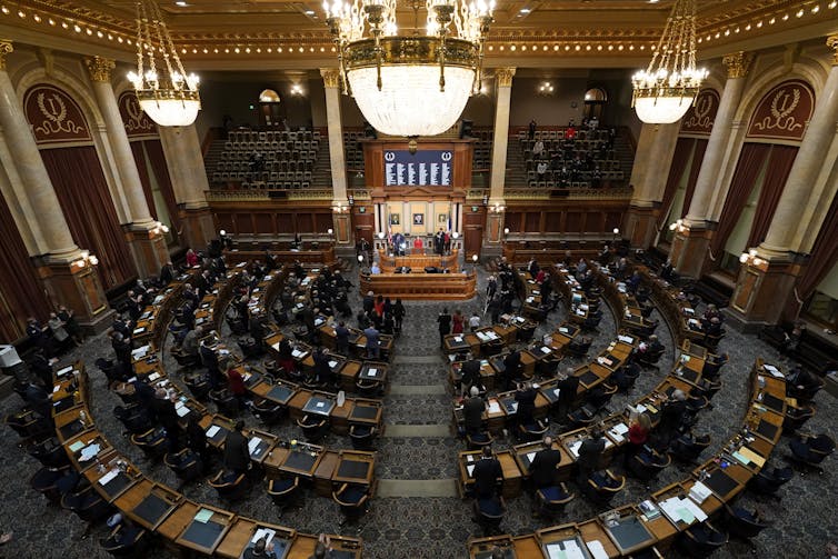A joint session of the Iowa Legislature.