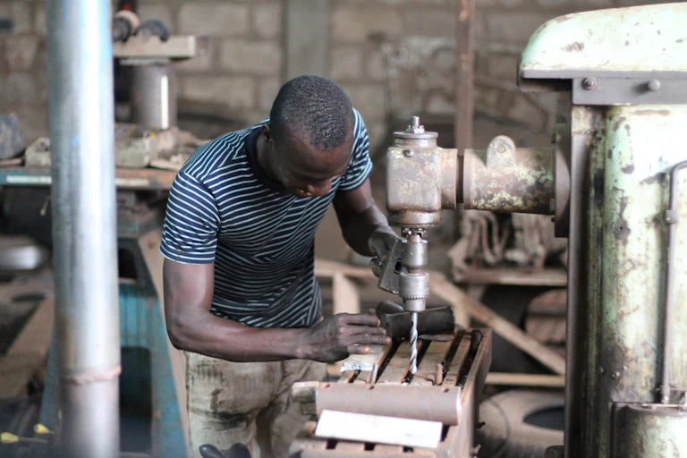 Man working at a metal shop