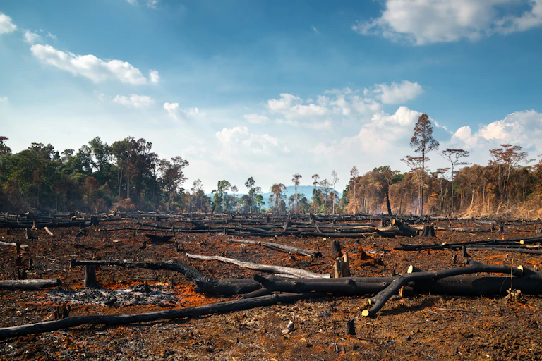 tree stumps and bare earth