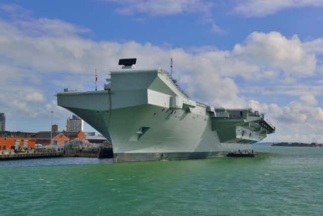 HMS Queen Elizabeth in Portsmouth harbour..